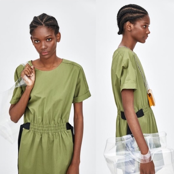 Zara Collection Contrast Ties Army Button Dress - Picture 3 of 8